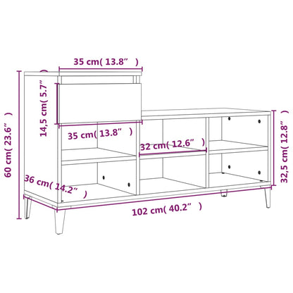 Shoe Cabinet Grey Sonoma 102x36x60 cm Engineered Wood