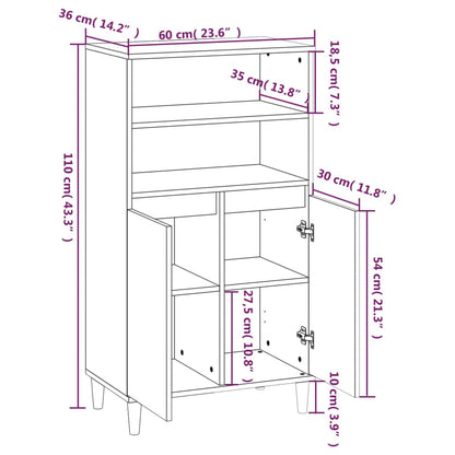 Highboard Smoked Oak 60x36x110 cm Engineered Wood