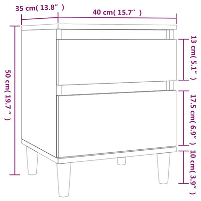 Bedside Cabinets 2 pcs High Gloss White 40x35x50 cm