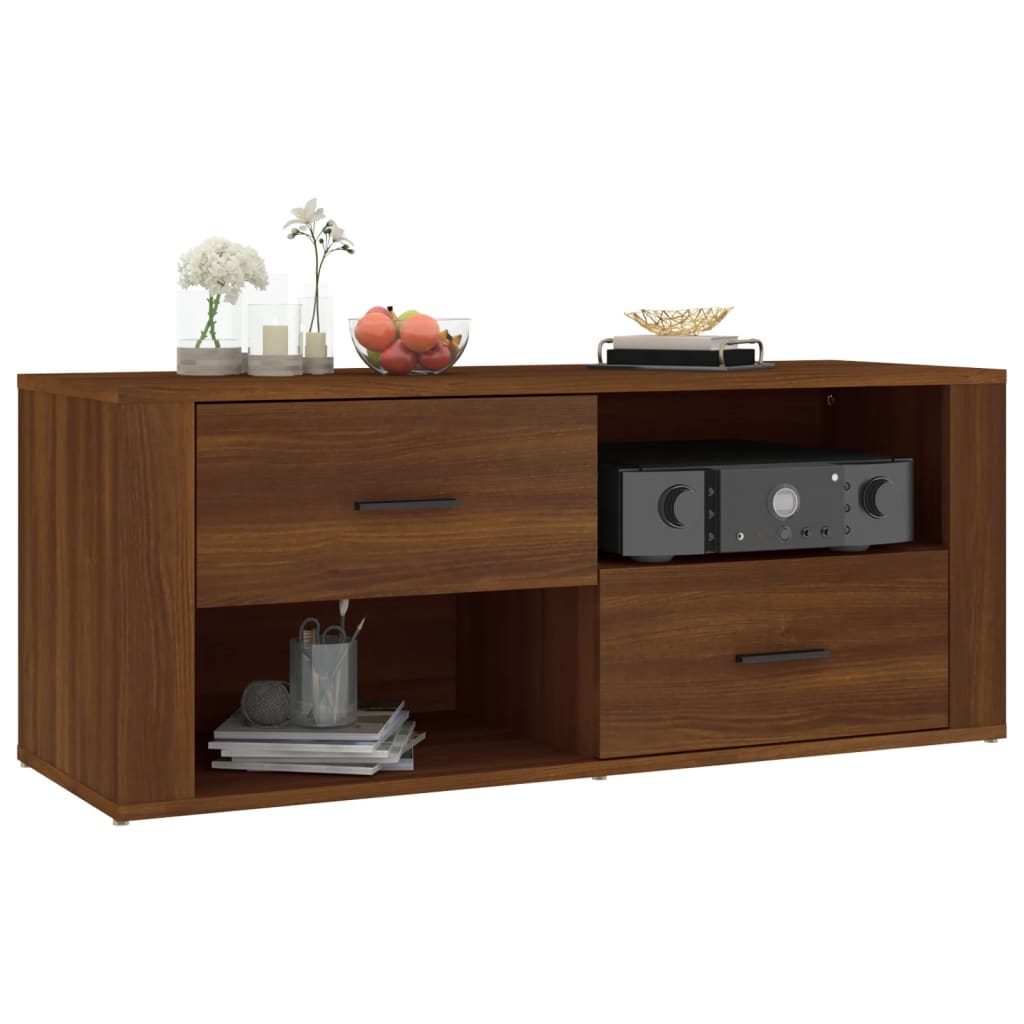 TV Cabinet Brown Oak 100x35x40 cm Engineered Wood