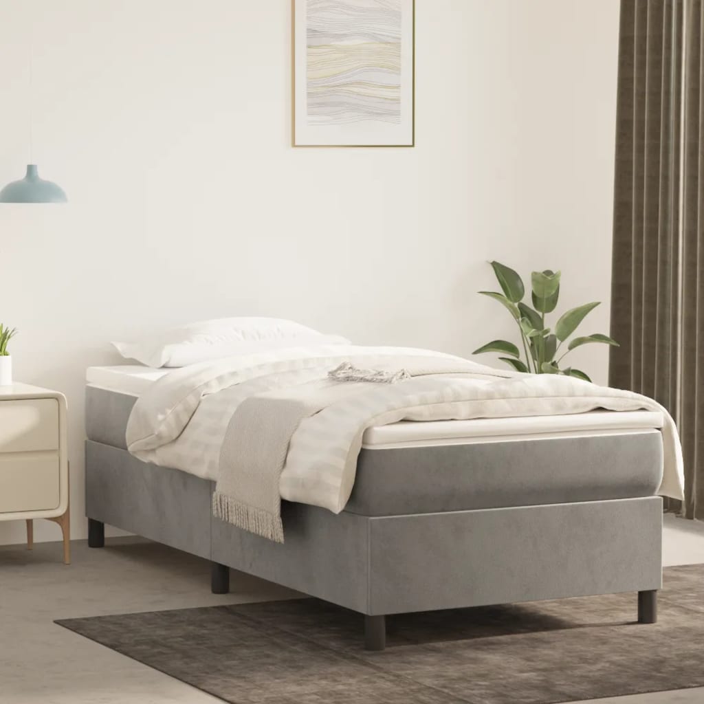 Bed Frame without Mattress Light Grey Single Velvet (UK/IE/FI/NO only)