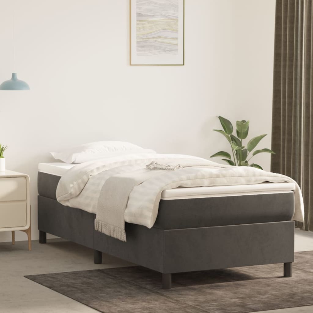 Bed Frame without Mattress Dark Grey Single Velvet (UK/IE/FI/NO only)