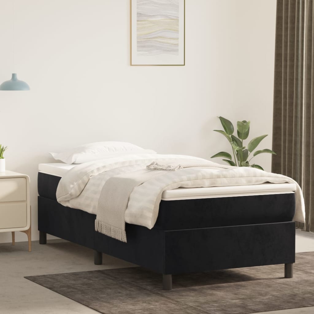 Bed Frame without Mattress Black Single Velvet (UK/IE/FI/NO only)