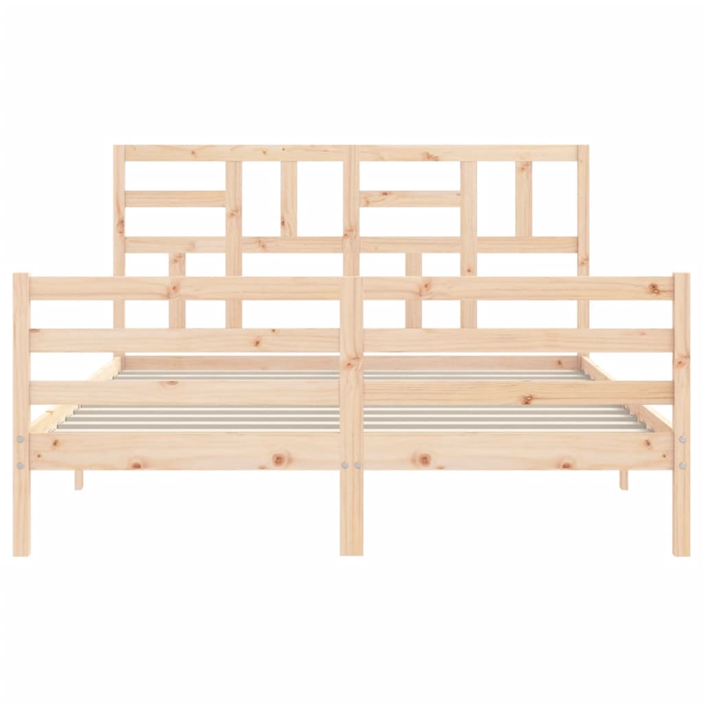 Bed Frame with Headboard King Size Solid Wood