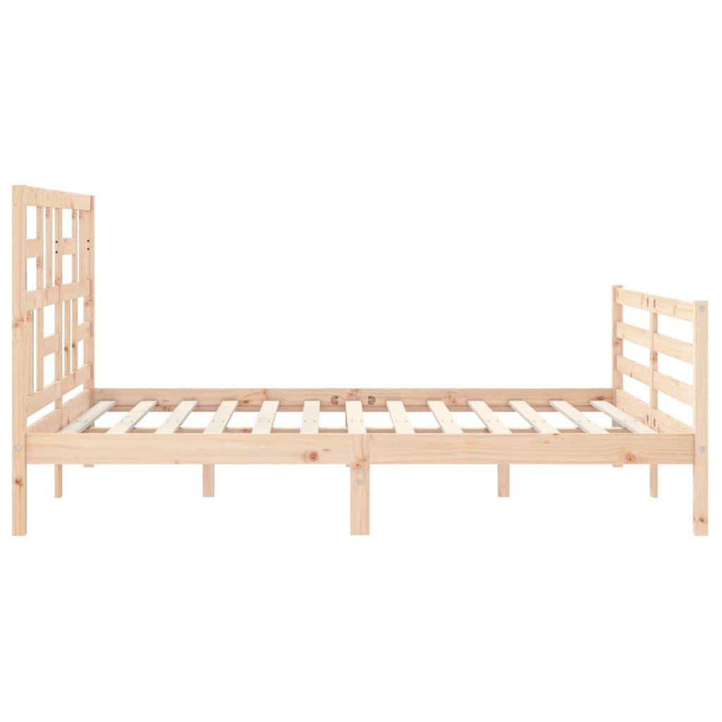 Bed Frame with Headboard King Size Solid Wood