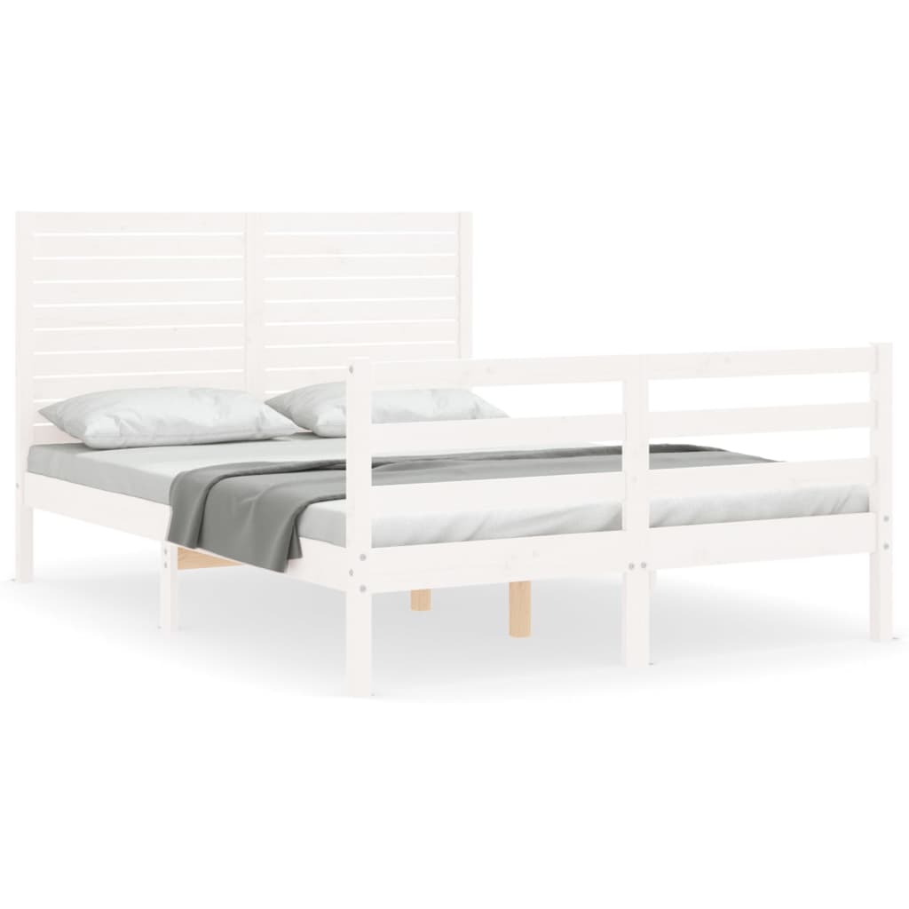 Bed Frame without Mattress White Small Double Solid Wood