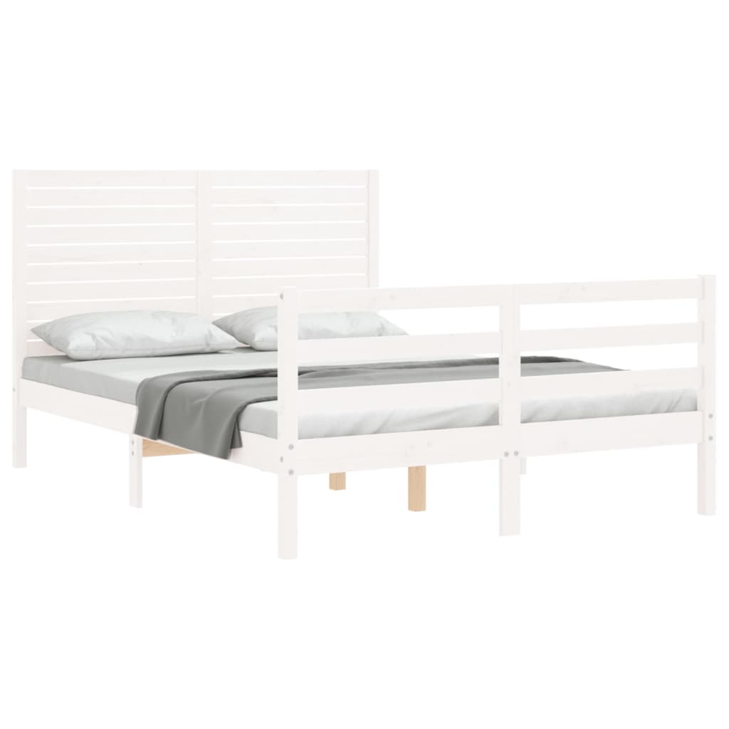 Bed Frame without Mattress White Small Double Solid Wood