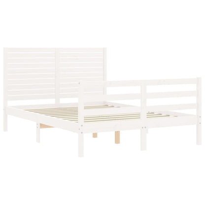 Bed Frame without Mattress White Small Double Solid Wood