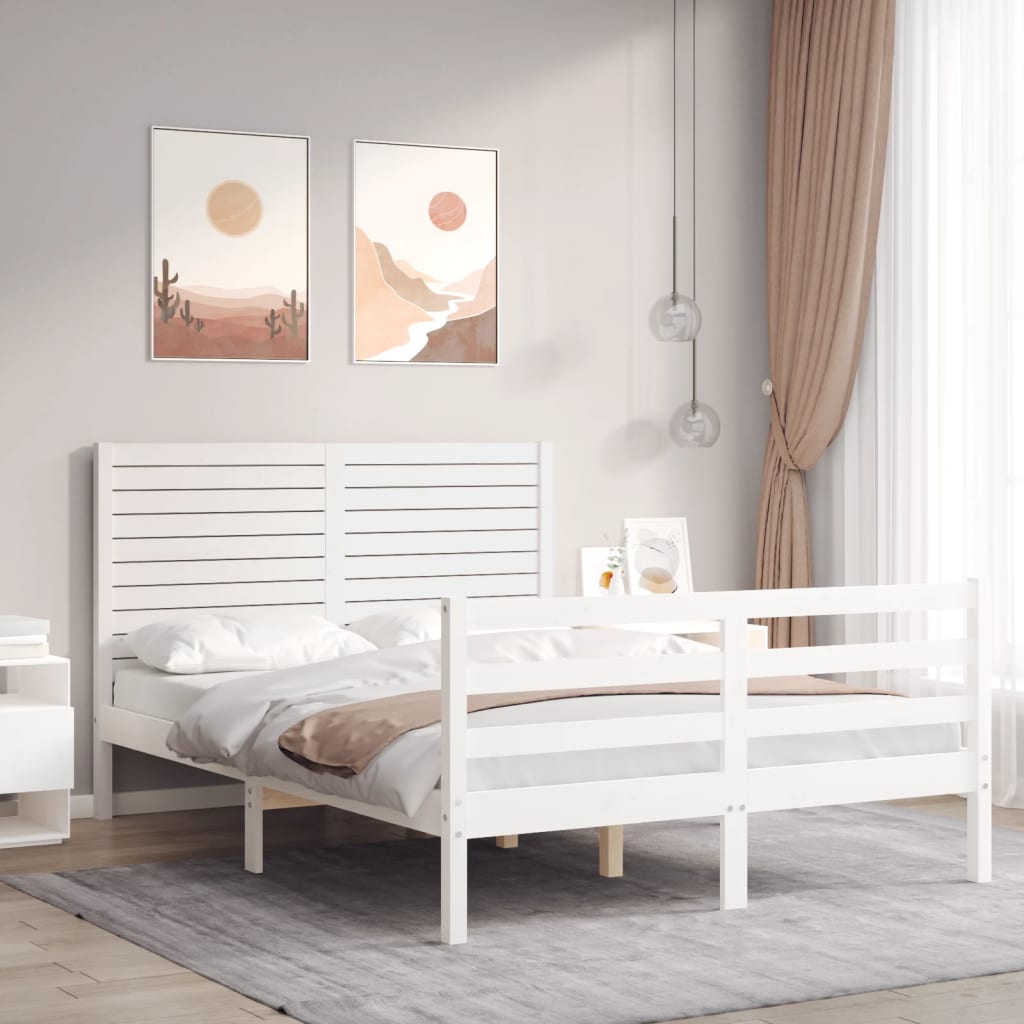 Bed Frame without Mattress White Small Double Solid Wood