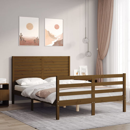 Bed Frame without Mattress Honey Brown Small Double Solid Wood