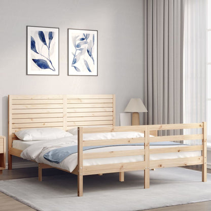 Bed Frame with Headboard King Size Solid Wood