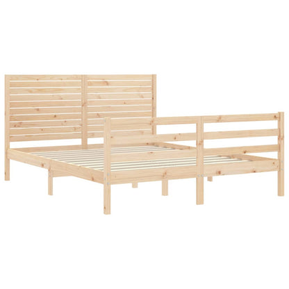 Bed Frame with Headboard King Size Solid Wood