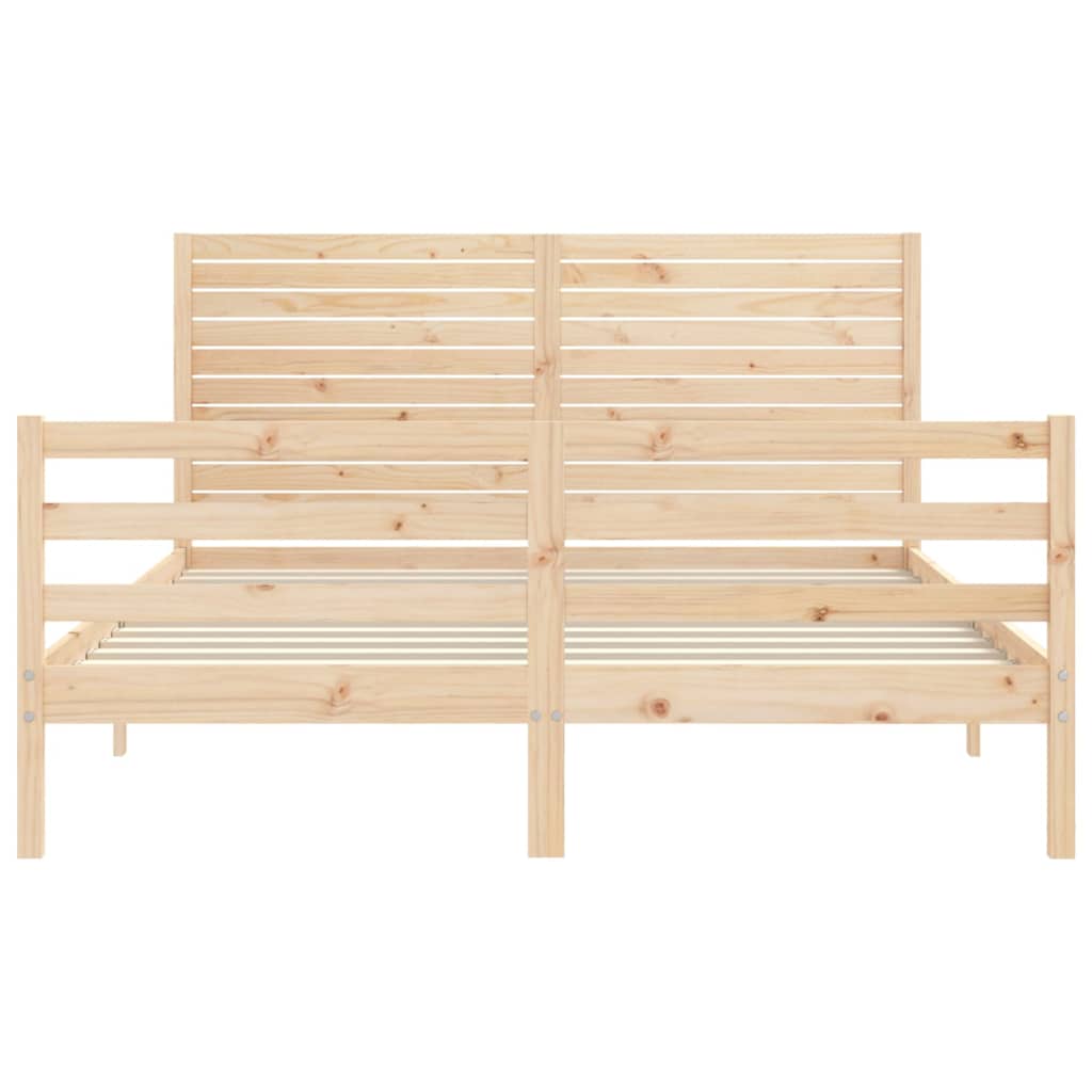 Bed Frame with Headboard King Size Solid Wood