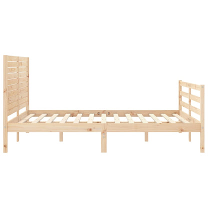 Bed Frame with Headboard King Size Solid Wood