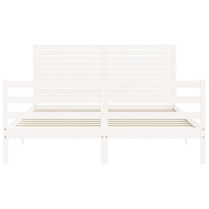 Bed Frame without Mattress White King Size Solid Wood