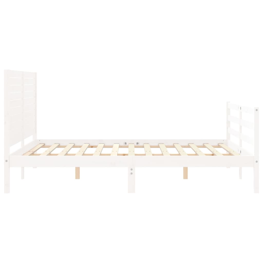 Bed Frame without Mattress White King Size Solid Wood