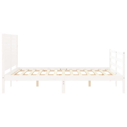 Bed Frame without Mattress White King Size Solid Wood