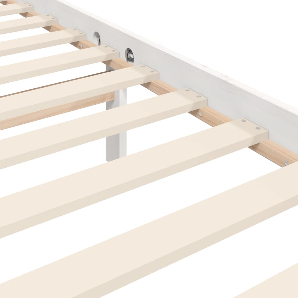 Bed Frame without Mattress White King Size Solid Wood