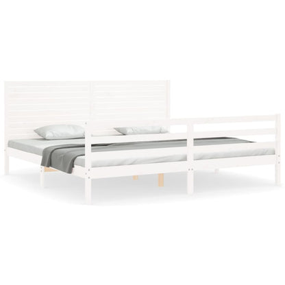 Bed Frame without Mattress White 200x200 cm Solid Wood