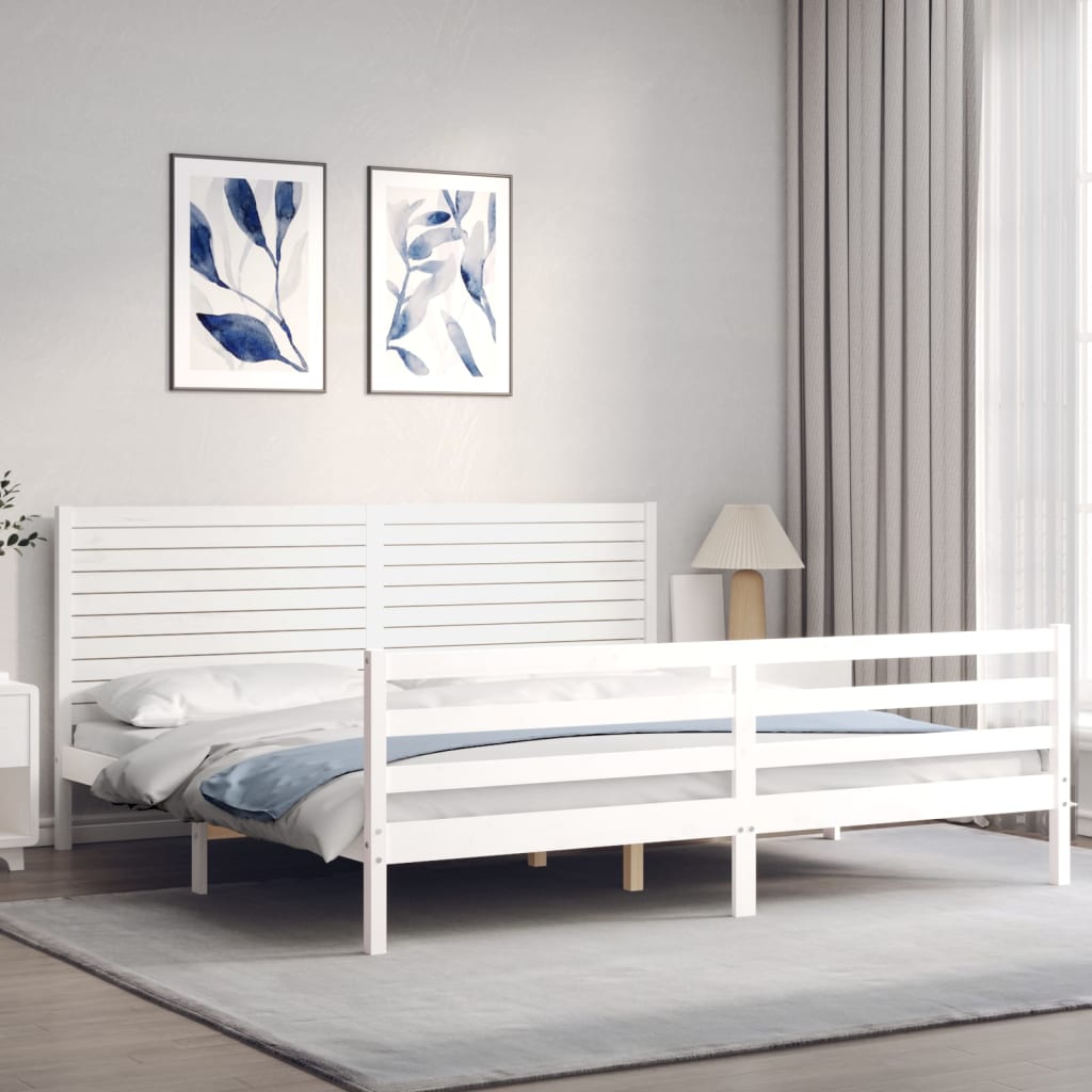 Bed Frame without Mattress White 200x200 cm Solid Wood