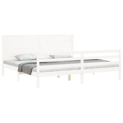 Bed Frame without Mattress White 200x200 cm Solid Wood