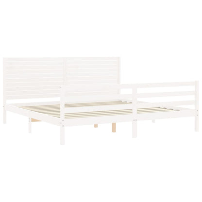 Bed Frame without Mattress White 200x200 cm Solid Wood