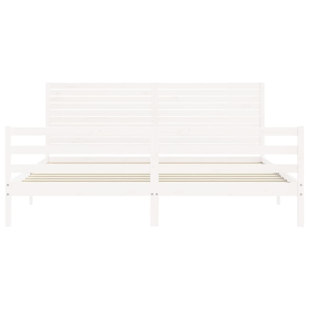 Bed Frame without Mattress White 200x200 cm Solid Wood