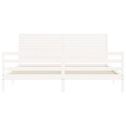 Bed Frame without Mattress White 200x200 cm Solid Wood