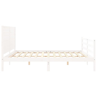 Bed Frame without Mattress White 200x200 cm Solid Wood