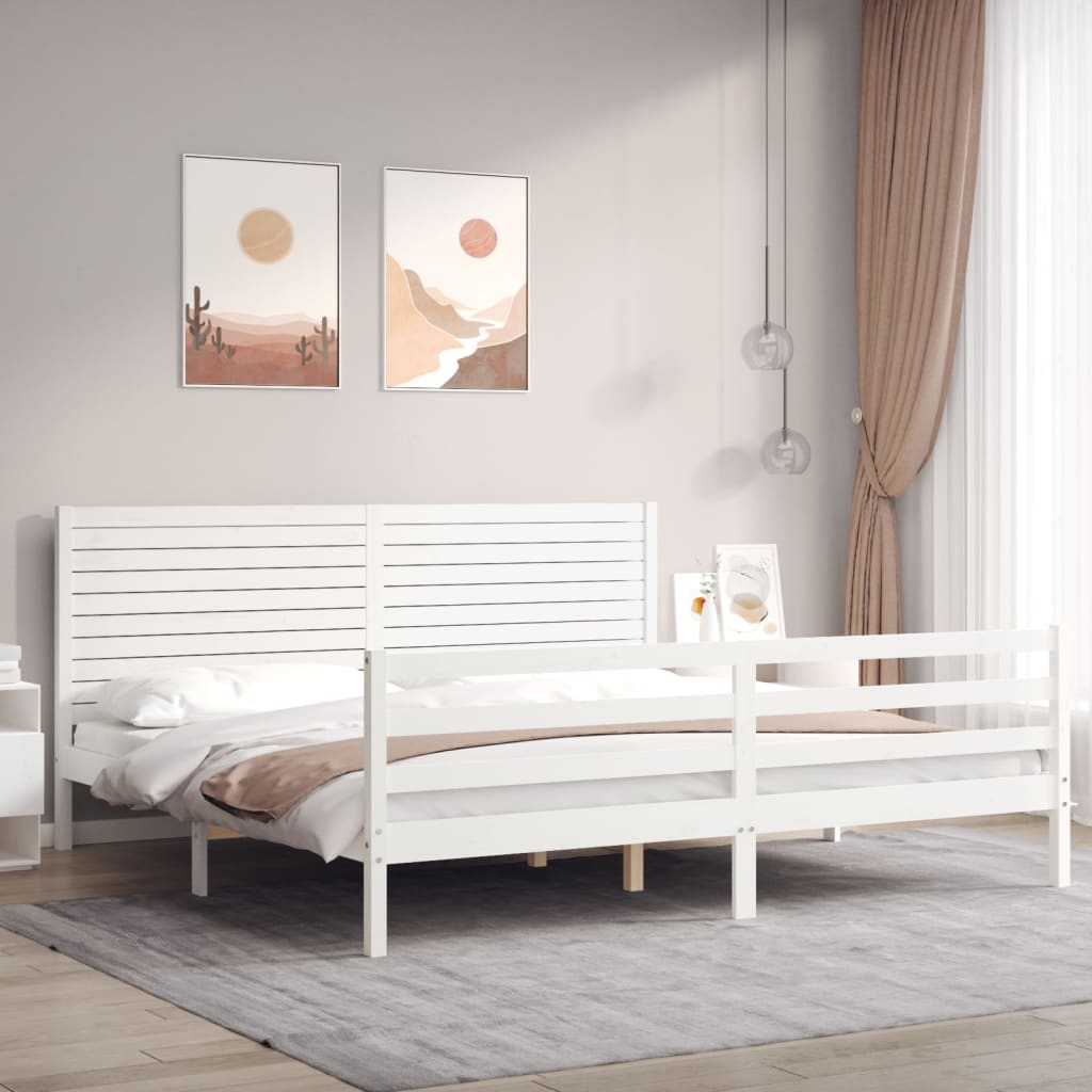 Bed Frame without Mattress White 200x200 cm Solid Wood