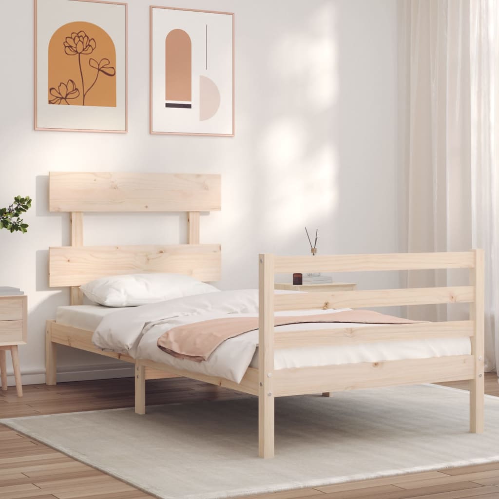 Bed Frame without Mattress Single Solid Wood