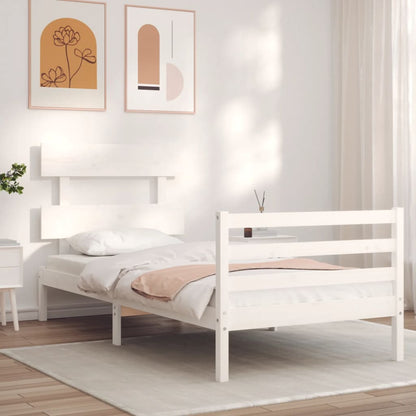 Bed Frame without Mattress White Single Solid Wood