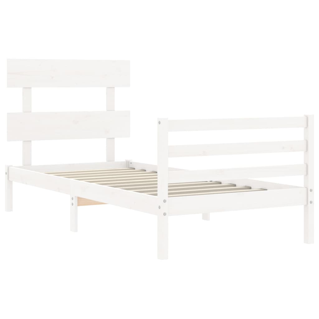 Bed Frame without Mattress White Single Solid Wood