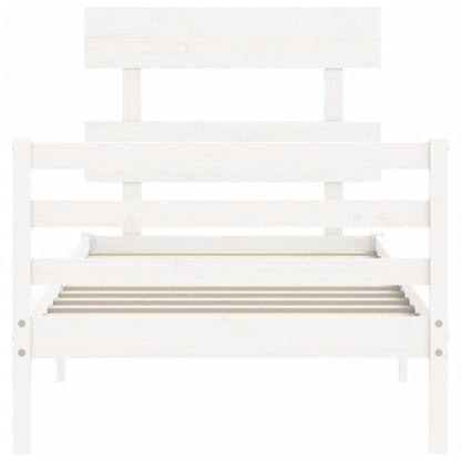 Bed Frame without Mattress White Single Solid Wood