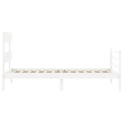 Bed Frame without Mattress White Single Solid Wood