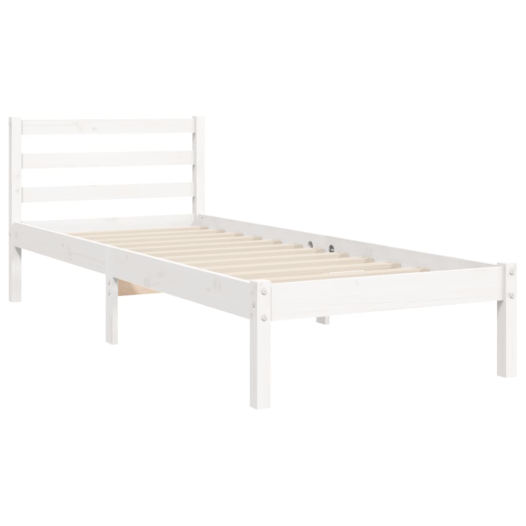 Bed Frame without Mattress White Single Solid Wood