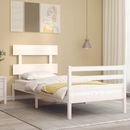 Bed Frame without Mattress White Single Solid Wood