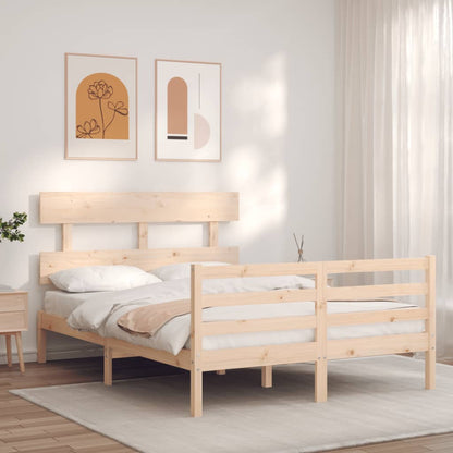 Bed Frame without Mattress Double Solid Wood