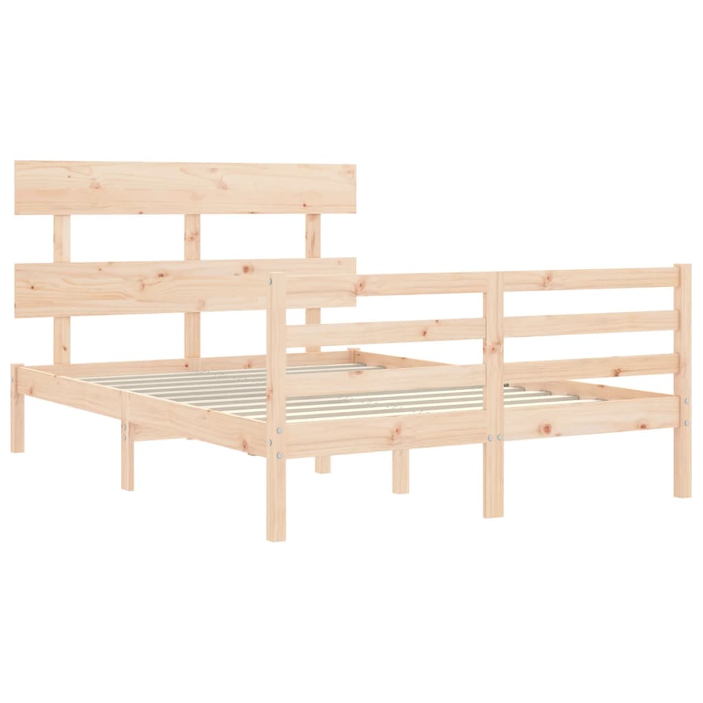 Bed Frame without Mattress Double Solid Wood