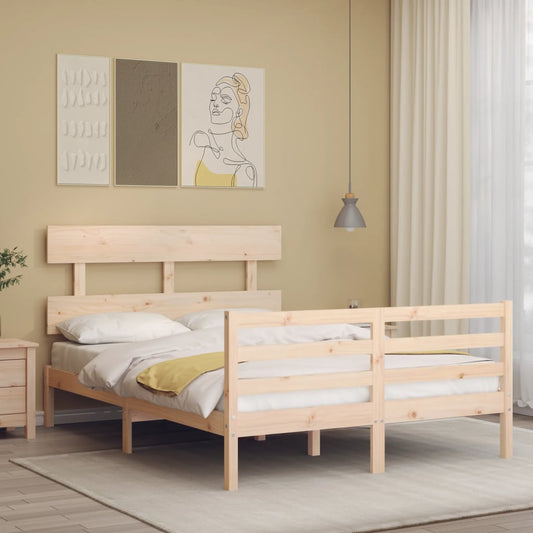 Bed Frame without Mattress Double Solid Wood