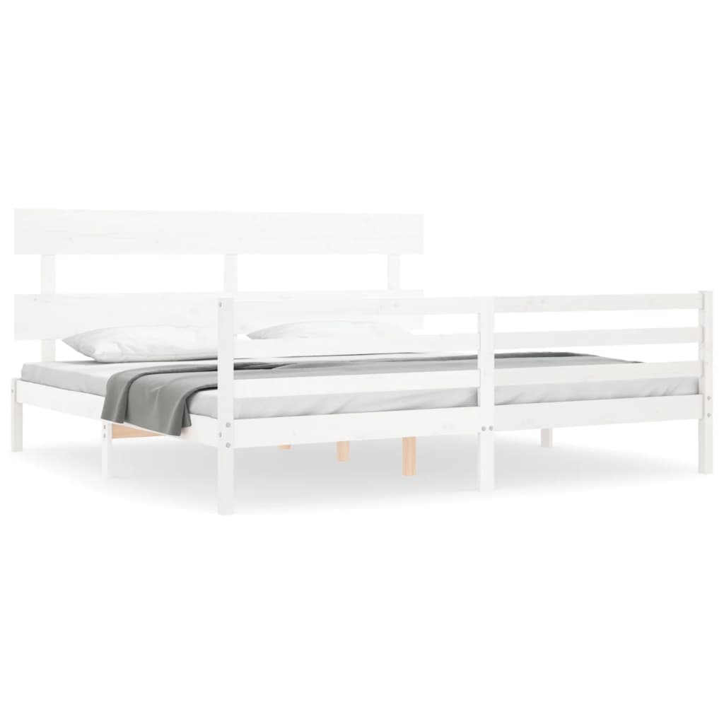 Bed Frame without Mattress White Super King Size Solid Wood