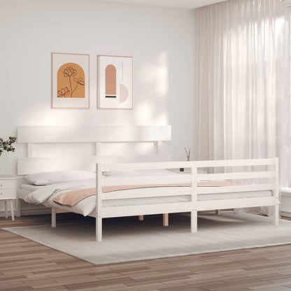 Bed Frame without Mattress White Super King Size Solid Wood