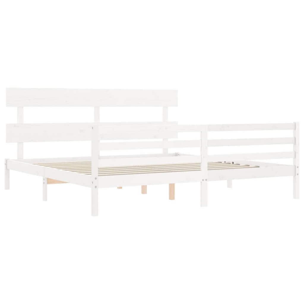 Bed Frame without Mattress White Super King Size Solid Wood