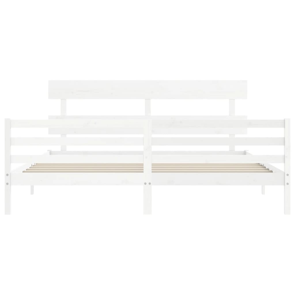 Bed Frame without Mattress White Super King Size Solid Wood