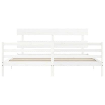 Bed Frame without Mattress White Super King Size Solid Wood