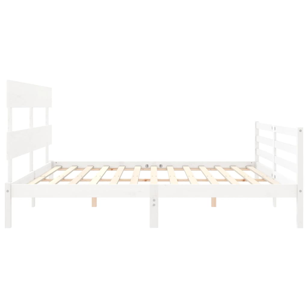 Bed Frame without Mattress White Super King Size Solid Wood