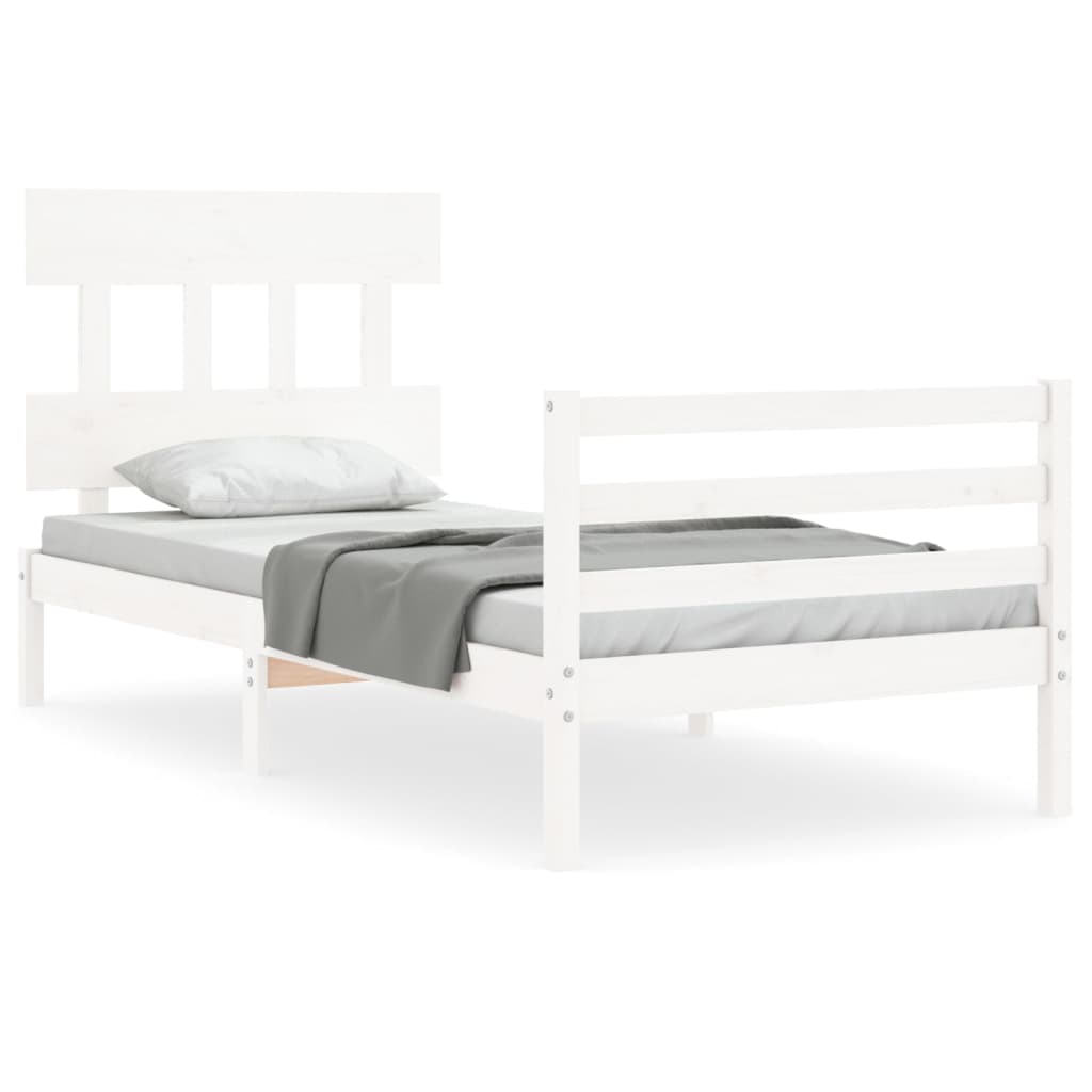 Bed Frame without Mattress White Small Single Solid Wood