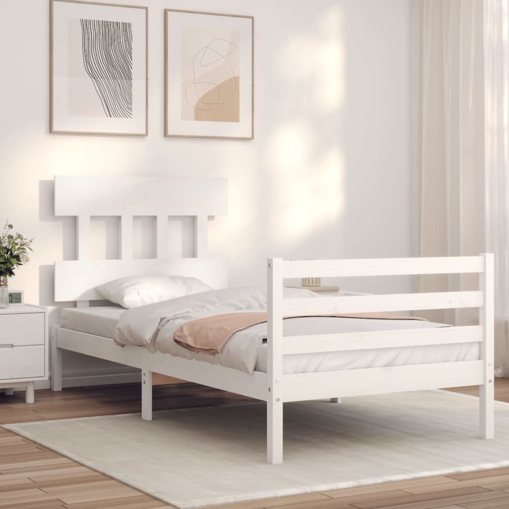 Bed Frame without Mattress White Small Single Solid Wood