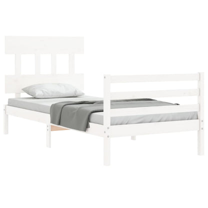 Bed Frame without Mattress White Small Single Solid Wood