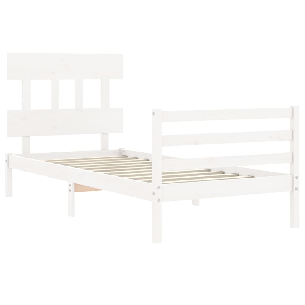 Bed Frame without Mattress White Small Single Solid Wood